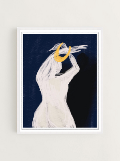 Moon Reaching For Her Lover - A Framed Fine Art Print